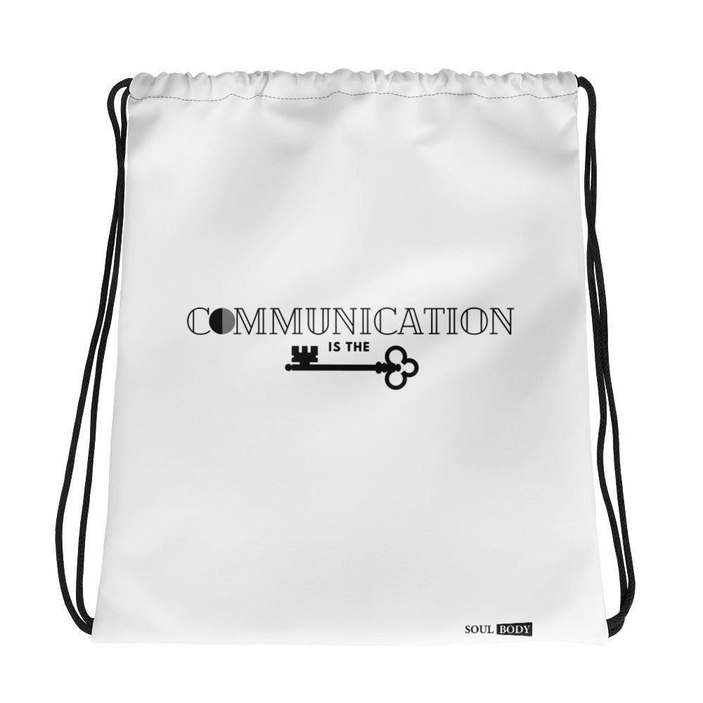 Communication is the key Drawstring bag