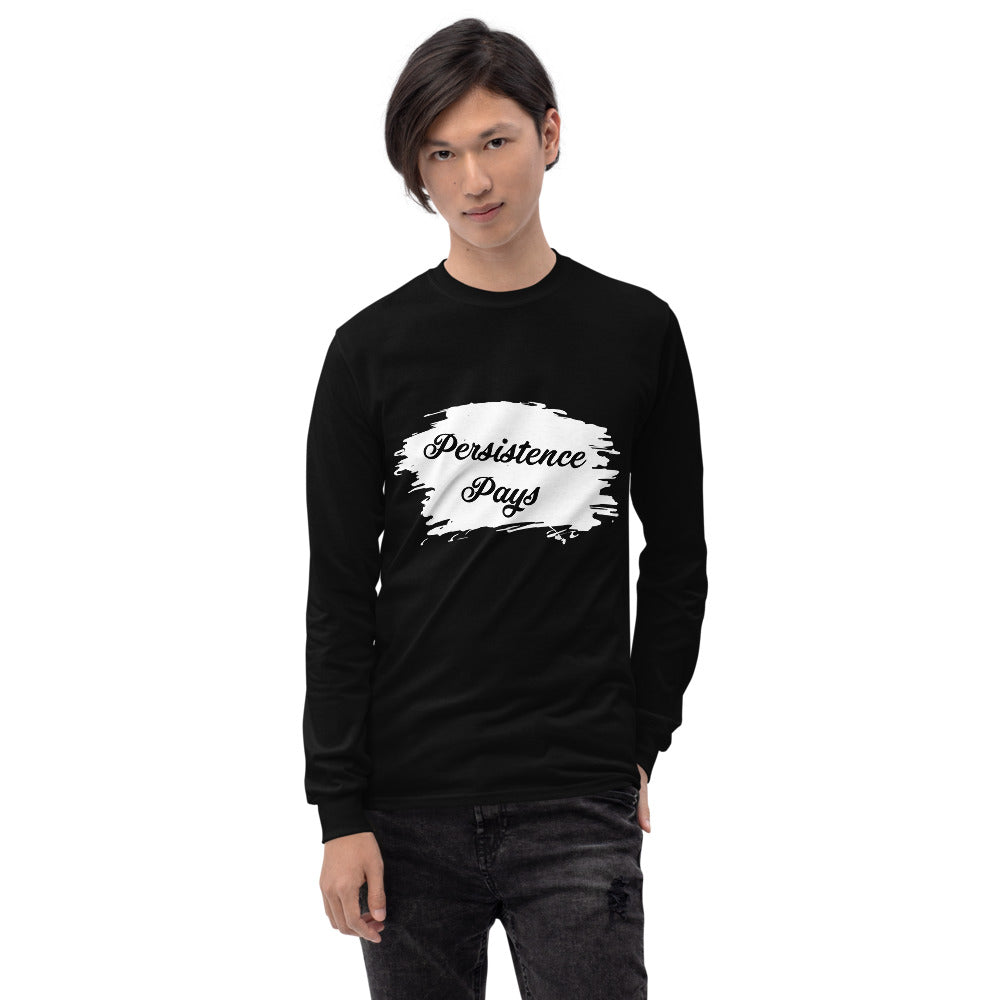 Persistence Pays Printed Men Black Long Sleeve T-Shirt