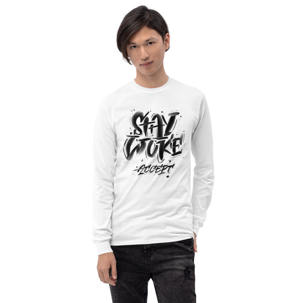 Stay Woke Accept Printed Men White Long Sleeve T-Shirt