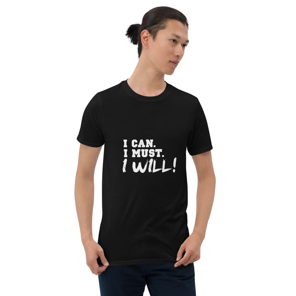 I can I must I will Printed Short-Sleeve Men Black T-Shirt