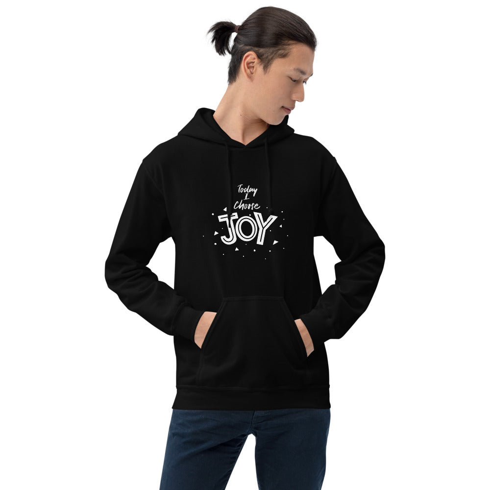 Today I Choose Joy Printed Men Black Hooded Sweatshirt