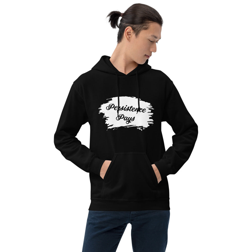 Persistence Pays Printed Men Black Hooded Sweatshirt