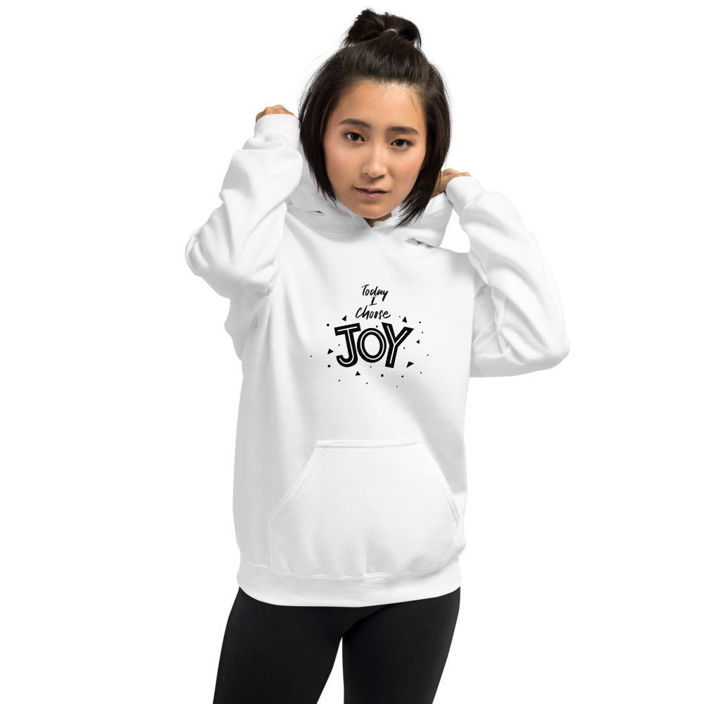 Today I Choose Joy Printed Women White Hooded Sweatshirt