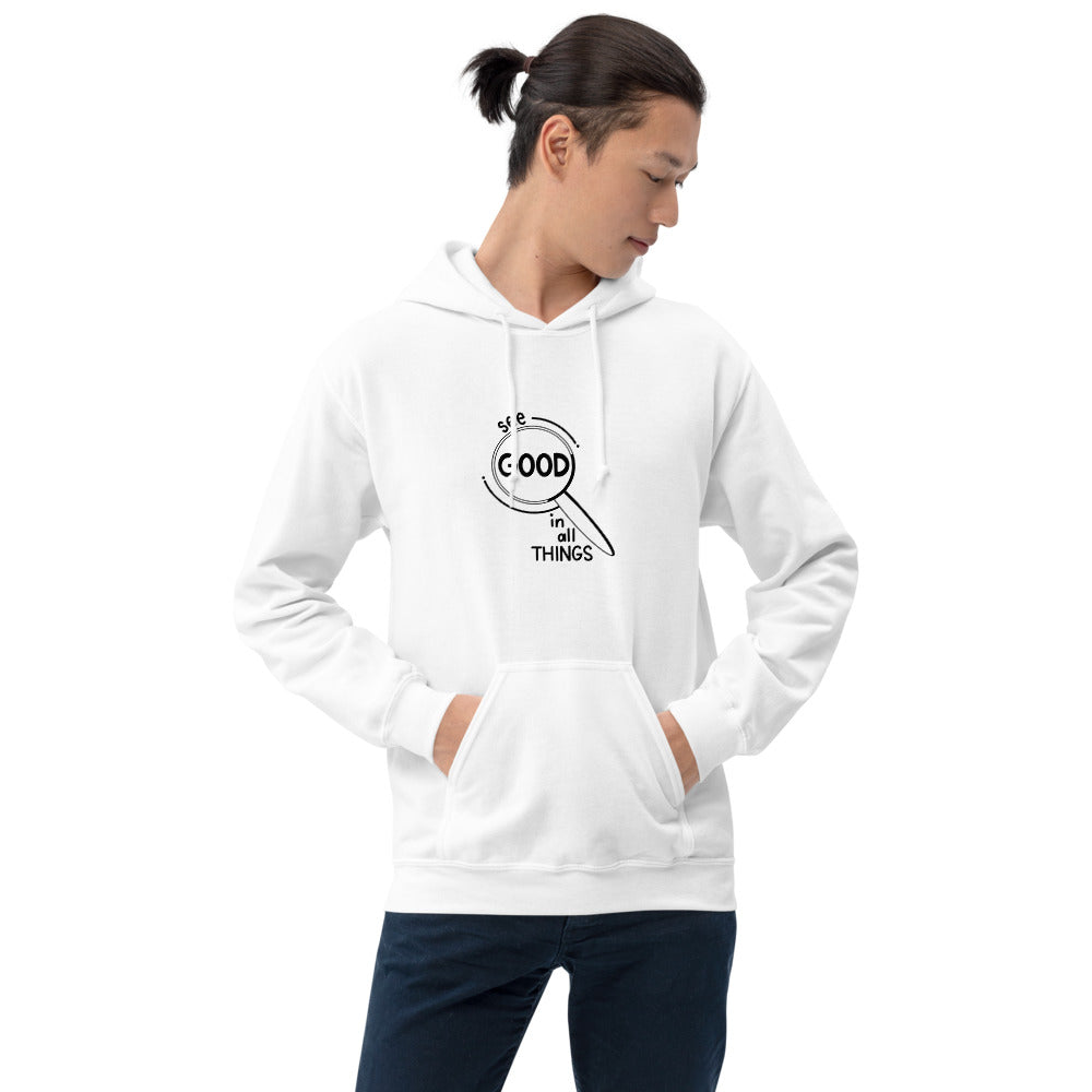 See good In All Things Printed Men White Hooded Sweatshirt