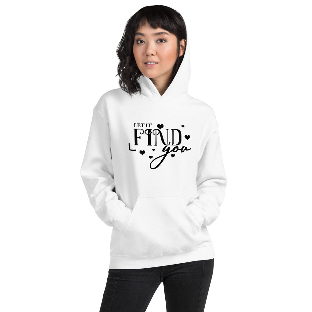 Let It Find You Printed Women White Hooded Sweatshirt