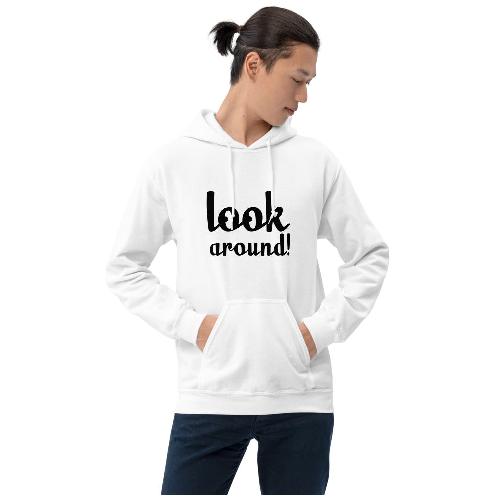Look Around Printed Men Hooded Sweatshirt