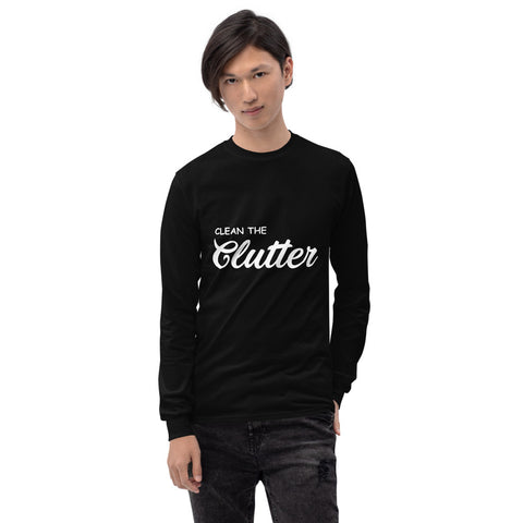Clean The Clutter Printed Men Black Long Sleeve T-Shirt