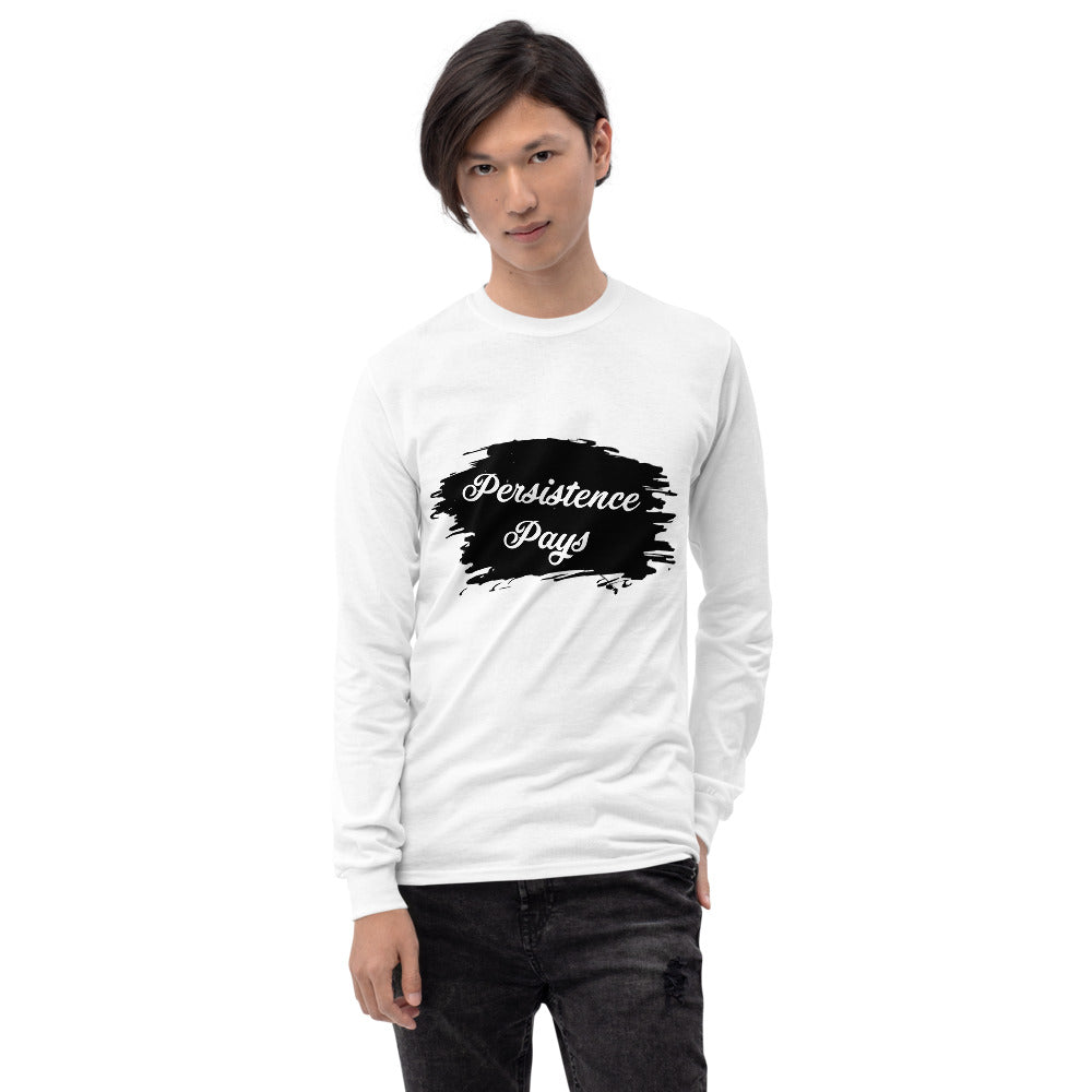 Persistence Pays Printed Men White Long Sleeve T-Shirt