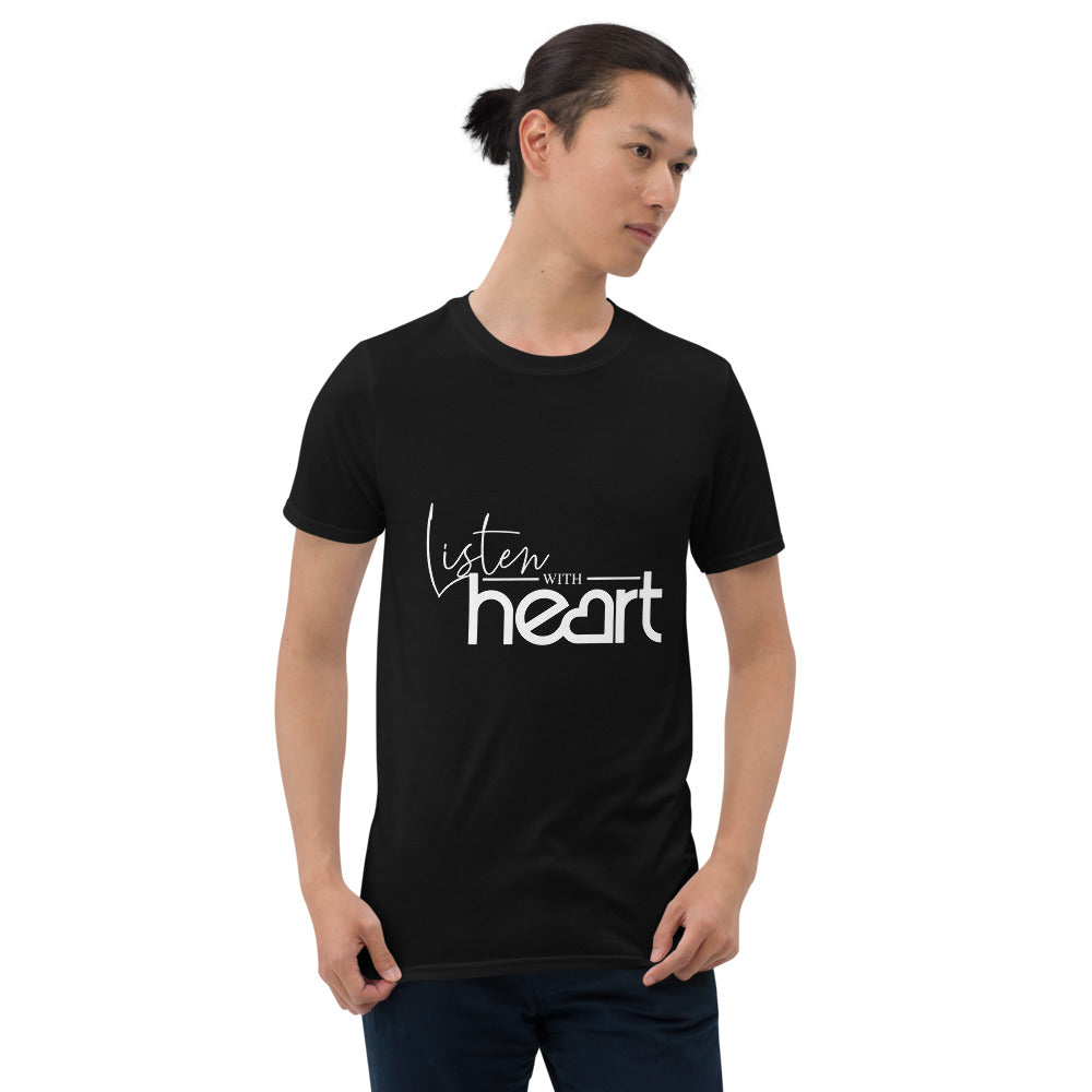 Listen with Heart Short-Sleeve Men Black T-Shirt