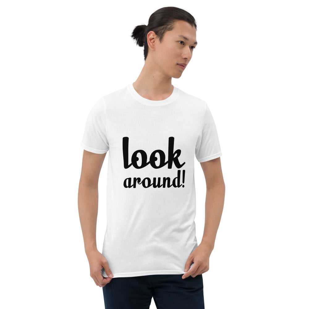 Look Around Printed Short-Sleeve Men White T-Shirt
