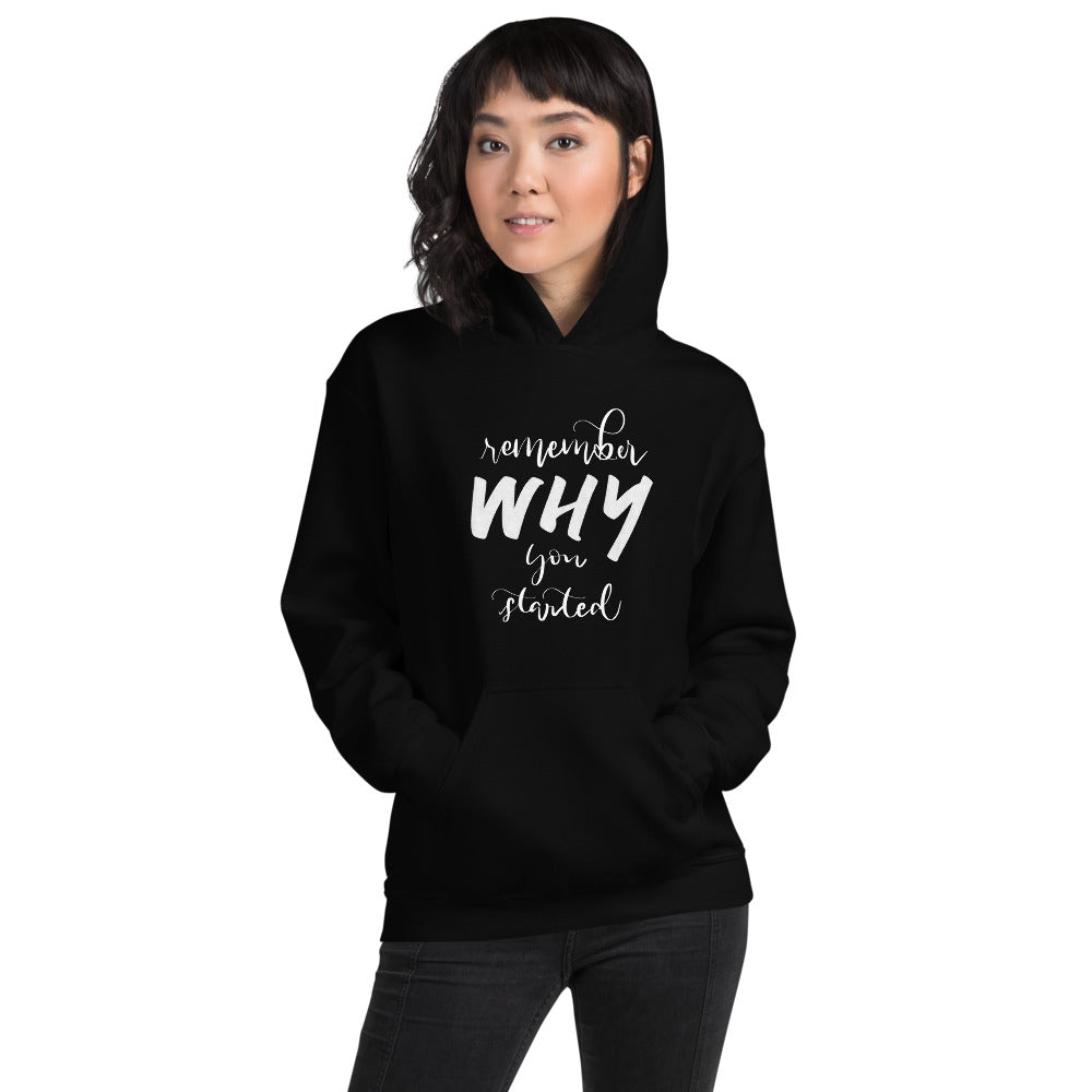 Remember Why You Started Printed Women Black Hooded Sweatshirt