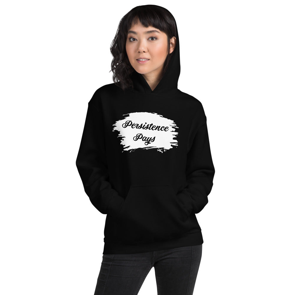 Persistence Pays Printed Women Black Hooded Sweatshirt