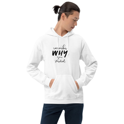 Remember Why You Started Men White Hooded Sweatshirt