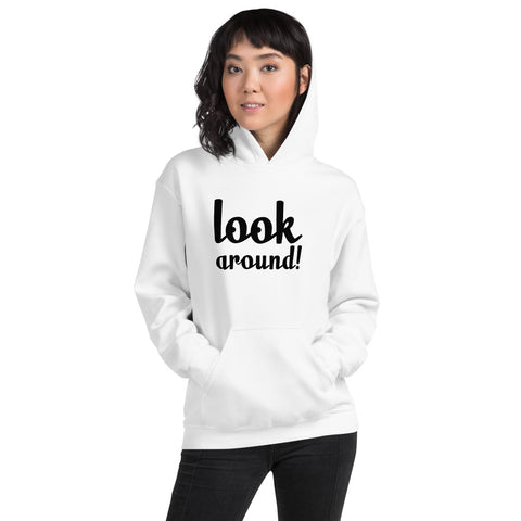 Look Around Printed Women Hooded Sweatshirt
