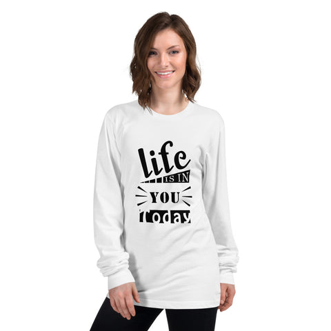 Life Is In You Today Printed Women White Long sleeve T-shirt