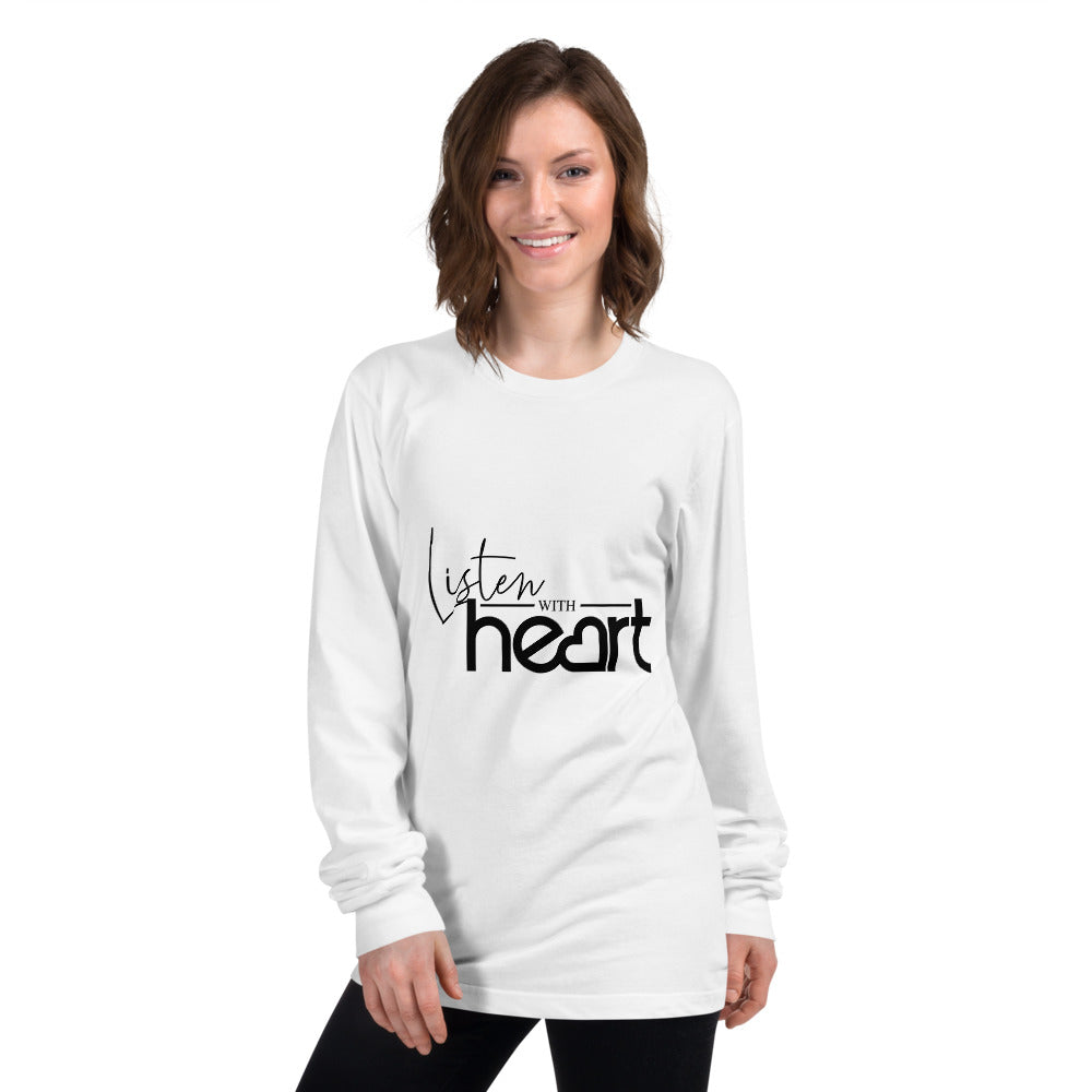 Listen with Heart Printed Women White Long sleeve t-shirt